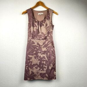 Loft Mauve Sleeveless Shift Abstract Floral Sleeveless Pencil Skirt Dress Size 2